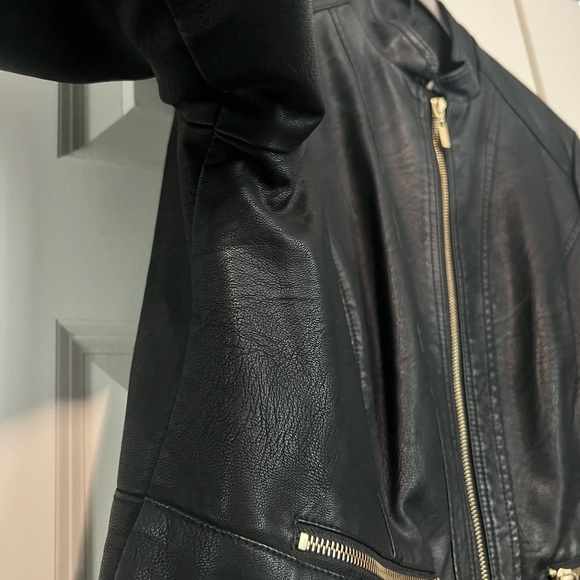 Black vegan leather jacket size XL Baccini - Picture 3 of 5